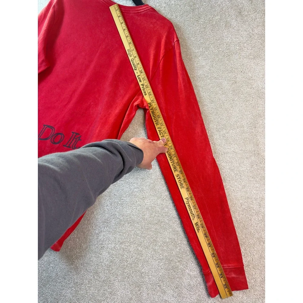 Nike‎ Long Sleeve Shirt Mens Medium Red Distorted Swoosh Wash Drip Heavyweight